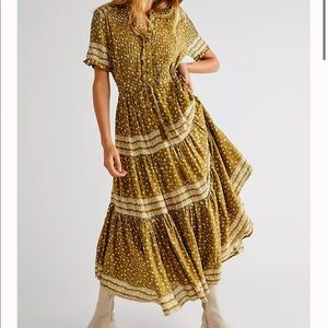 Green free people maxi dress